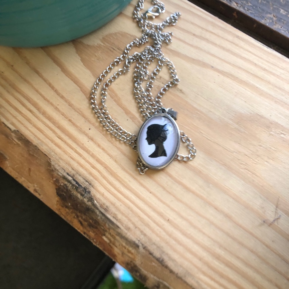 Handmade Silhouette Cameo Victorian Inspired Chain Necklace Steampunk Lady